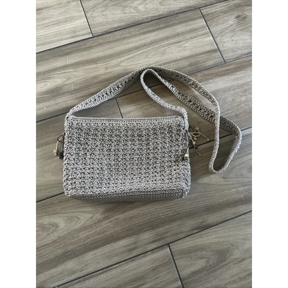 THE SAK Crochet Natural Taupe Shoulder Bag Small